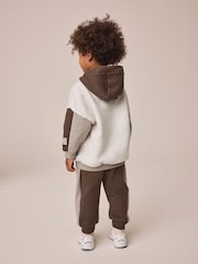 Chocolate Brown Colour Block Hoodie and Joggers Set (3mths-7yrs) - Image 3 of 4