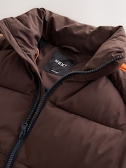 Brown Side Stripe Padded Collared Coat (3-16yrs) - Image 10 of 13