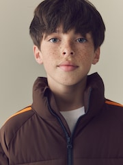 Brown Side Stripe Padded Collared Coat (3-16yrs) - Image 5 of 13