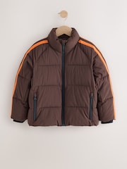 Brown Side Stripe Padded Collared Coat (3-16yrs) - Image 7 of 13
