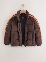 Brown Side Stripe Padded Collared Coat (3-16yrs) - Image 8 of 13