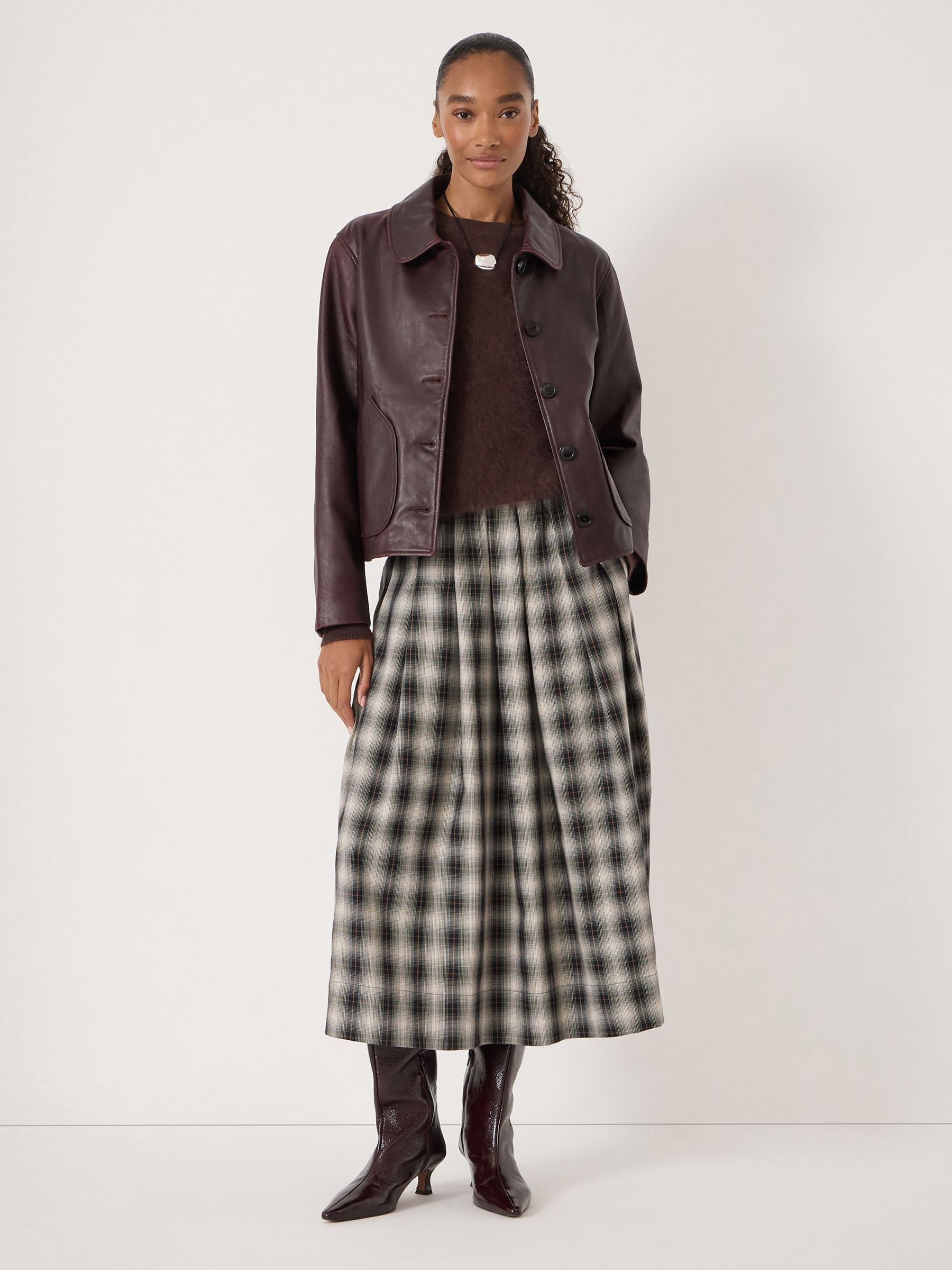 Buy Hush Brown Check Pleat Ivy Pleated Midi Skirt from the Next UK