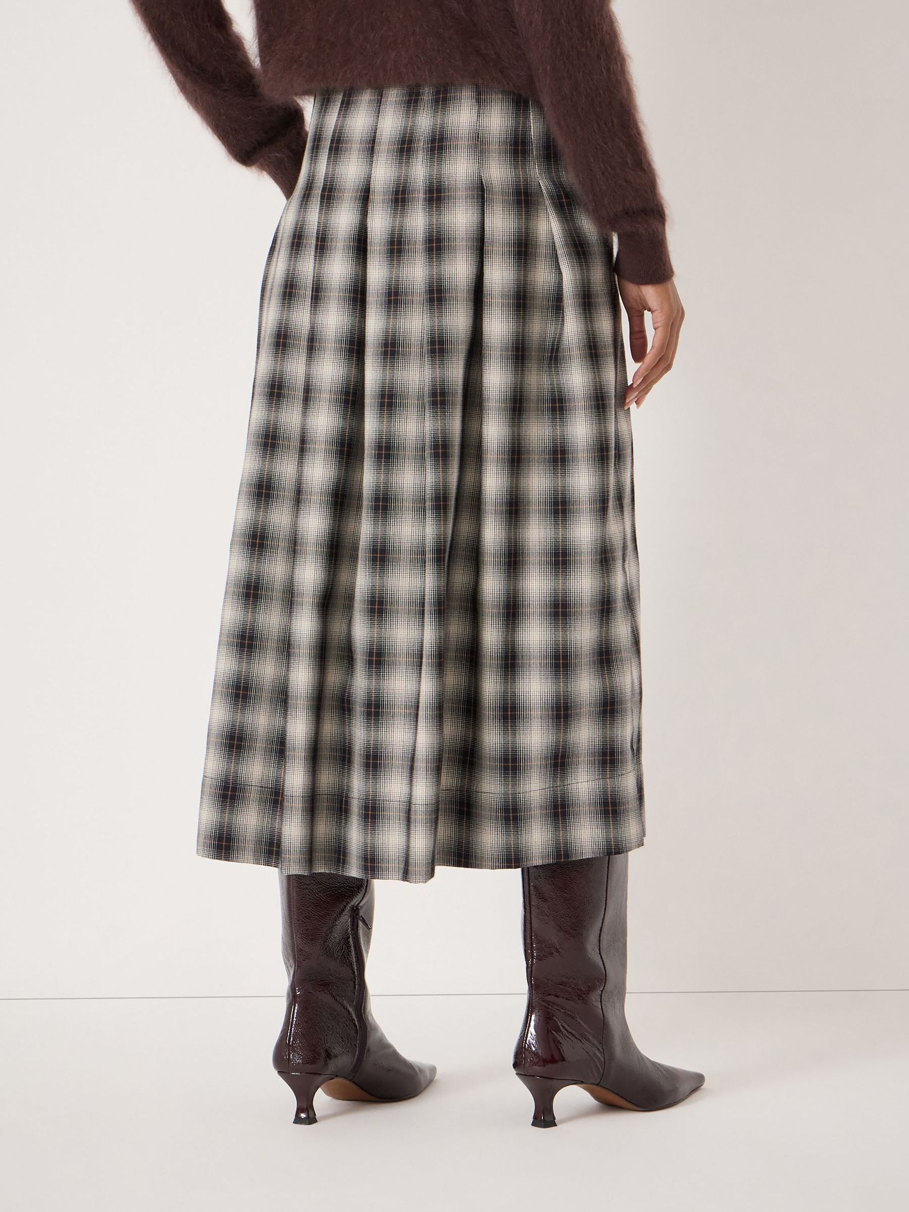 Buy Hush Brown Check Pleat Ivy Pleated Midi Skirt from the Next UK