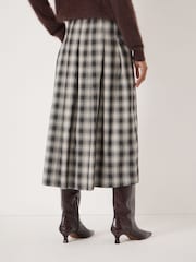 Hush Brown Ivy Check Pleat Release Midi Skirt - Image 3 of 5