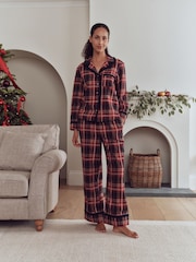 Red/Navy Check Matching Family Christmas Flannel Pyjamas - Image 1 of 5