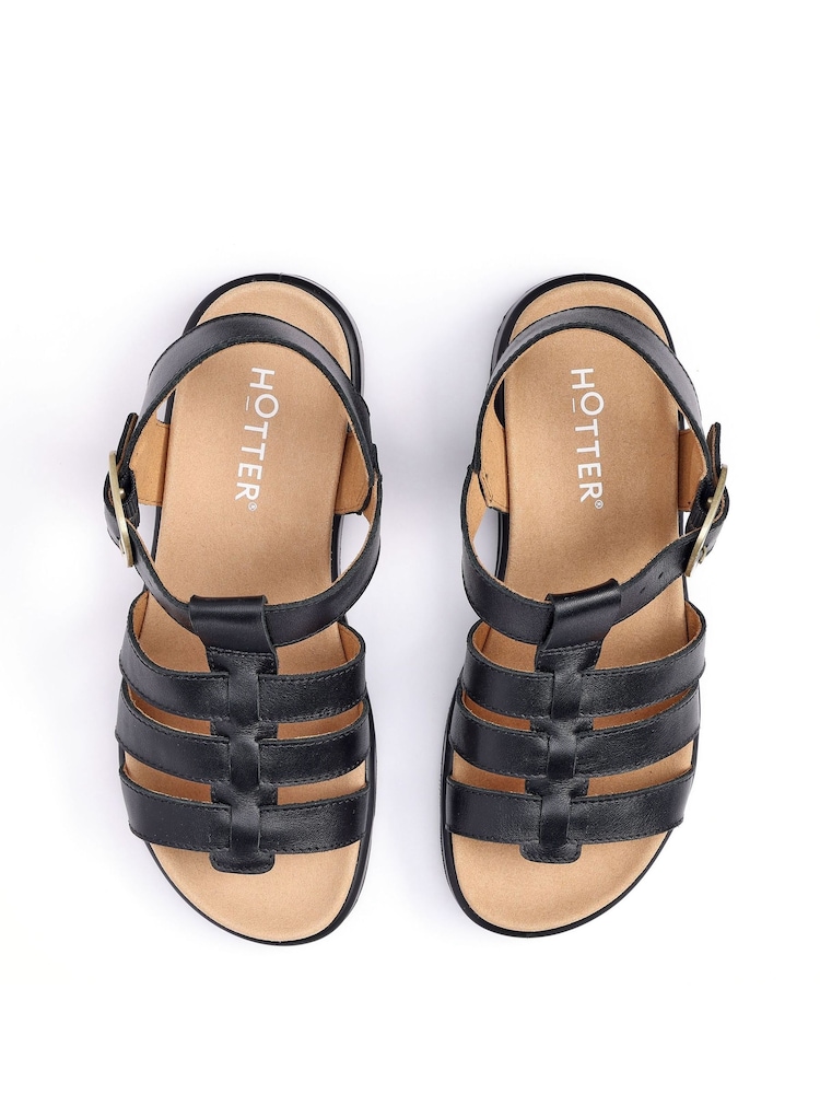 Hotter Black Wide Fit Standard Fit Alanya Buckle Casual Sandals - Image 4 of 4