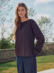 Chocolate Brown Long Sleeve N. Premium Crew Neck SUPIMA® T-Shirt - Image 3 of 5