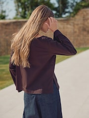 Chocolate Brown Long Sleeve N. Premium Crew Neck SUPIMA® T-Shirt - Image 4 of 5