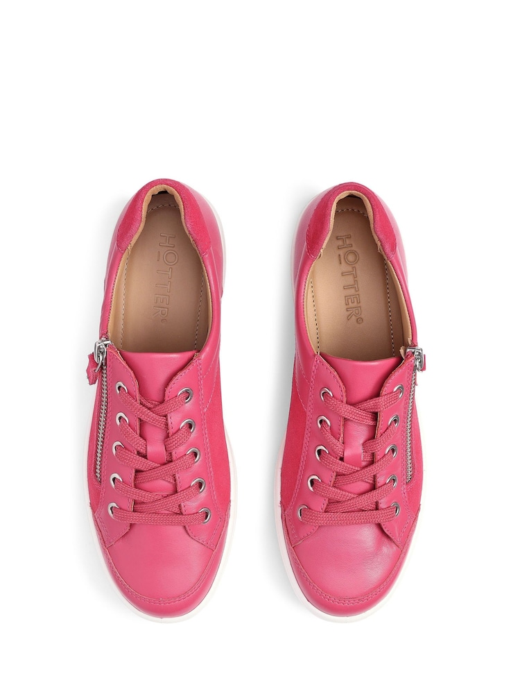 Hotter Pink Regular Fit Standard Fit Chase II Lace-Up/Zip Cupsole Shoes - Image 4 of 4