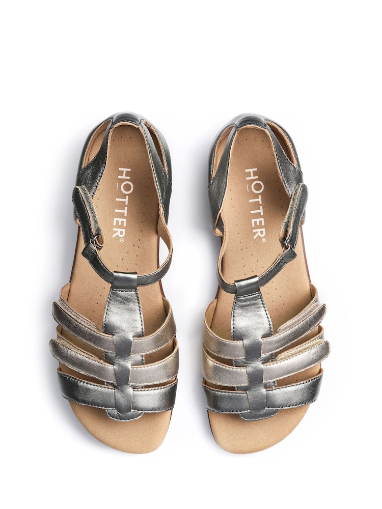 Hotter Metallic Standard Fit Solei Touch Fastening Casual Sandals - Image 4 of 4