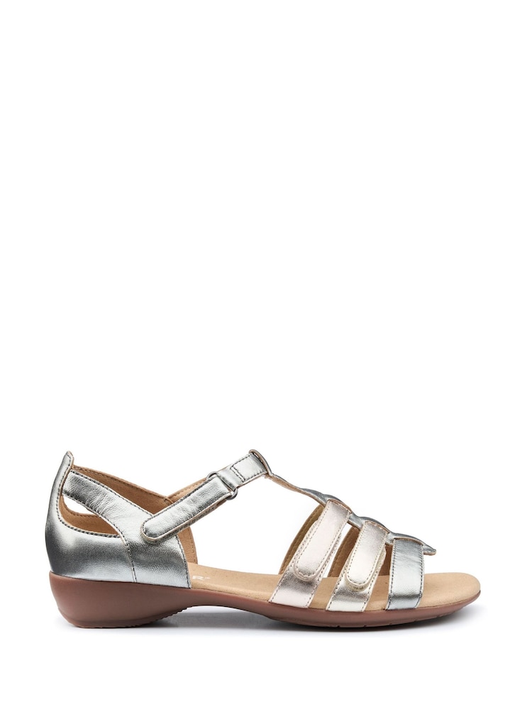 Hotter Metallic Wide Fit Solei Touch Fastening Casual Sandals - Image 1 of 4