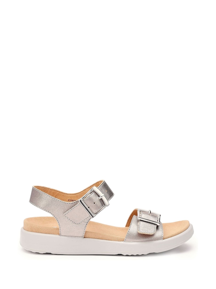 Hotter Metallic Wide Fit Corfu Buckle Casual Sandals - Image 1 of 4