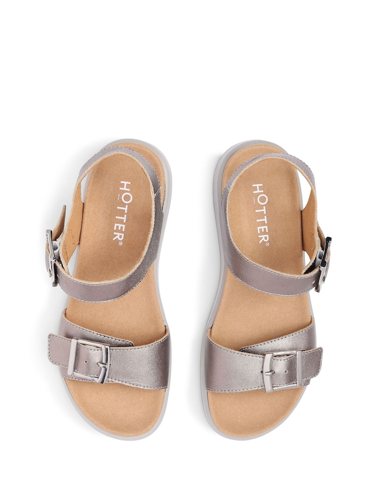 Hotter Metallic Wide Fit Corfu Buckle Casual Sandals - Image 4 of 4