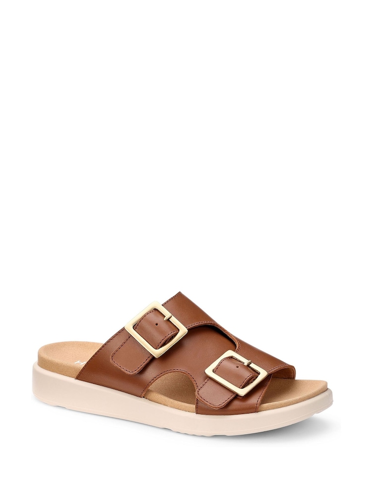 Hotter Brown Wide Fit Corsica Slip-On/Buckle Casual Sandals - Image 2 of 4 Hotter Brown Wide Fit Corsica Slip-On/Buckle Casual Sandals - Image 2 of 4