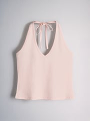 The Set 3 Pack Tie Neck Comtrast Halter Tops Pink/Brown/ecru - Image 11 of 13