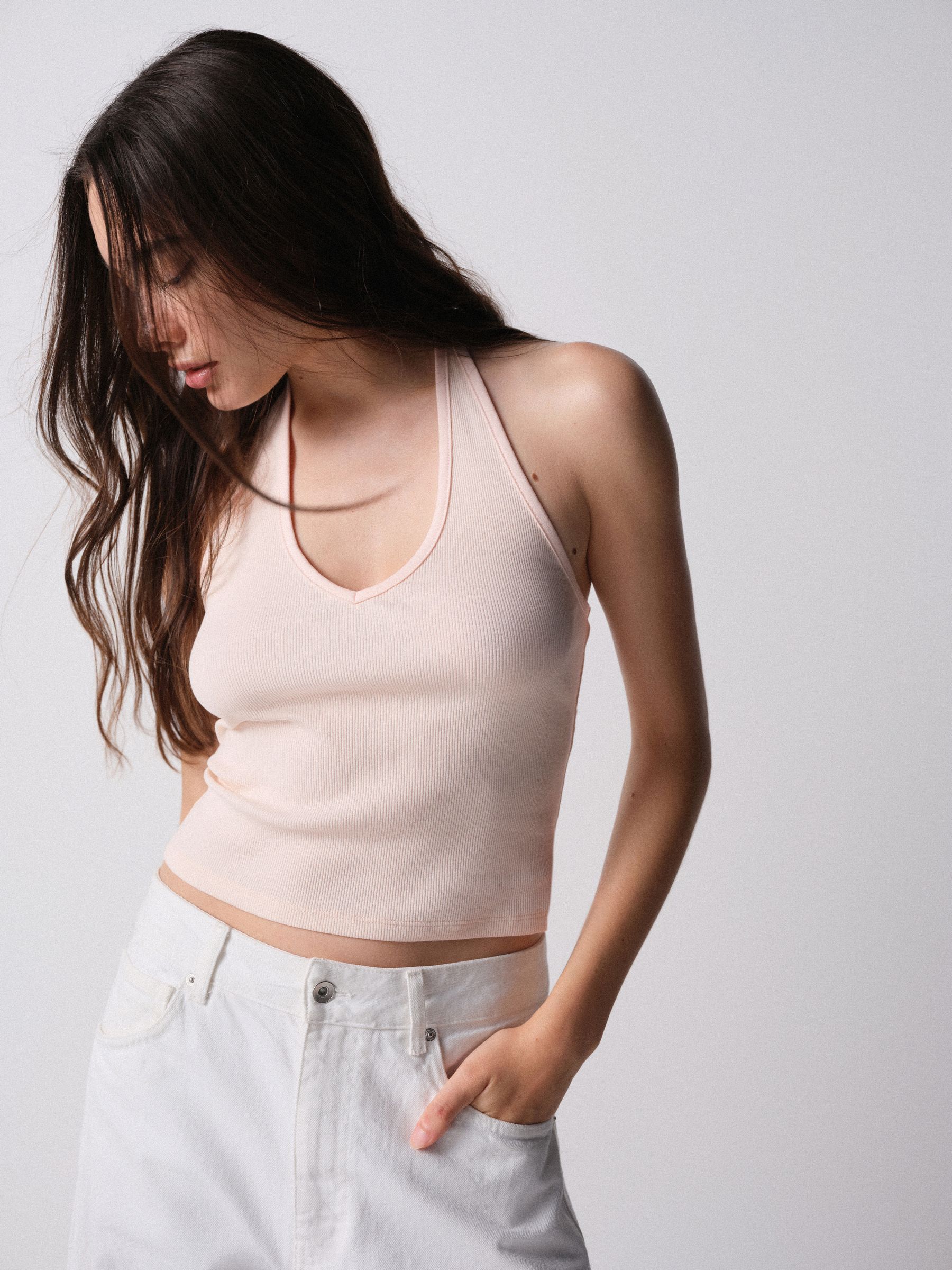 Buy The Set 3 Pack Tie Neck Contrast Tie Halter Neck Tops Pink