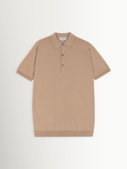 John Smedley Brown Macloud Merino Extrafine Wool Polo Shirt - Image 1 of 1