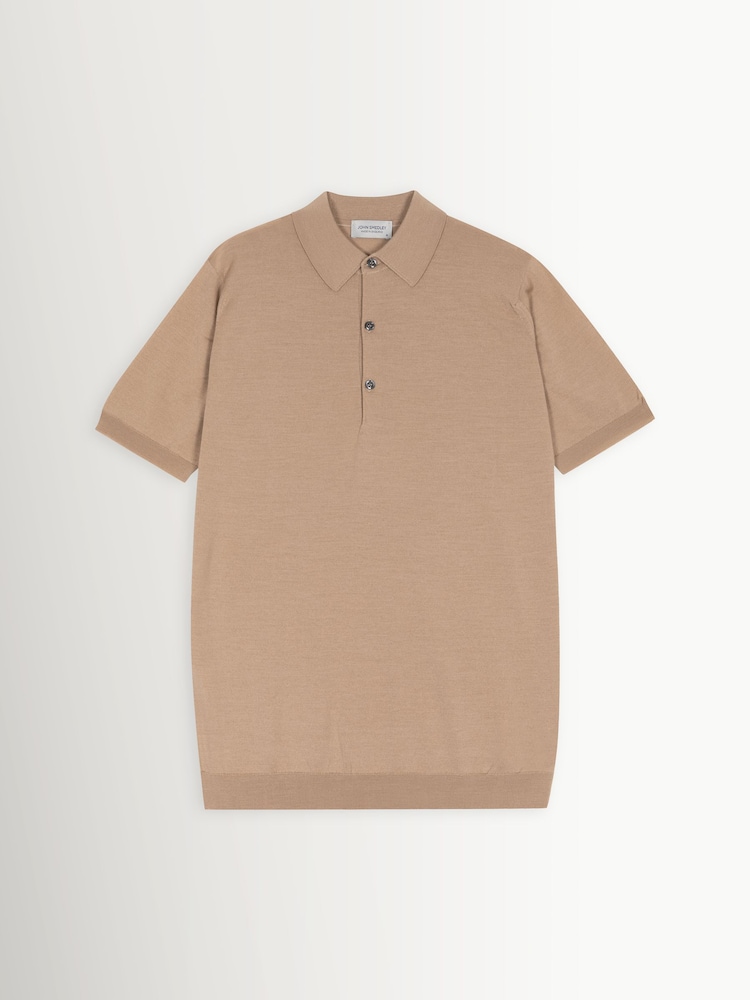 John Smedley Brown Macloud Merino Extrafine Wool Polo Shirt - Image 1 of 1