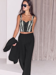 Lipsy Black/White Baby Sequin Corset Top - Image 1 of 8