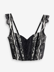 Lipsy Black/White Baby Sequin Corset Top - Image 6 of 8