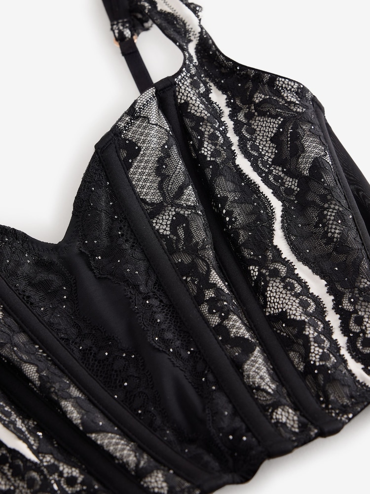 Lipsy Black/White Baby Sequin Corset Top - Image 8 of 8