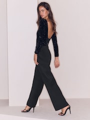 Lipsy Black Sequin Long Sleeved Bodysuit - Image 6 of 9