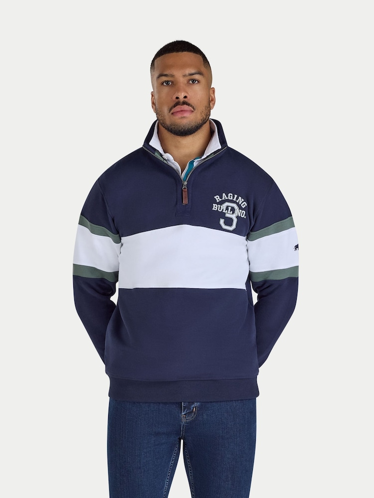 Raging Bull Blue NO 3. Quarter Zip Sweat Top - תמונה 1 מתוך 4 Raging Bull Blue NO 3. Quarter Zip Sweat Top - תמונה 1 מתוך 4