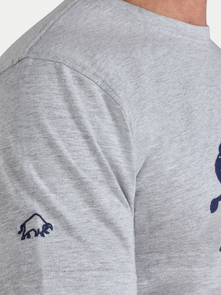 Raging Bull Grey Embroidered T-Shirt - Image 4 of 4 Raging Bull Grey Embroidered T-Shirt - Image 4 of 4
