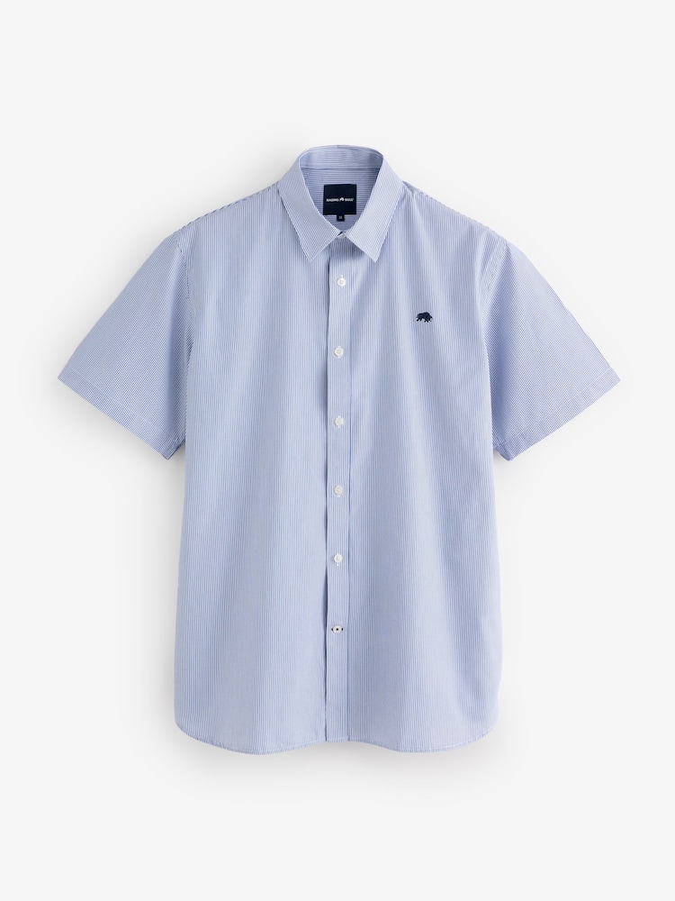 Raging Bull Blue Short Sleeve Cadet Stripe Shirt - Image 1 of 1