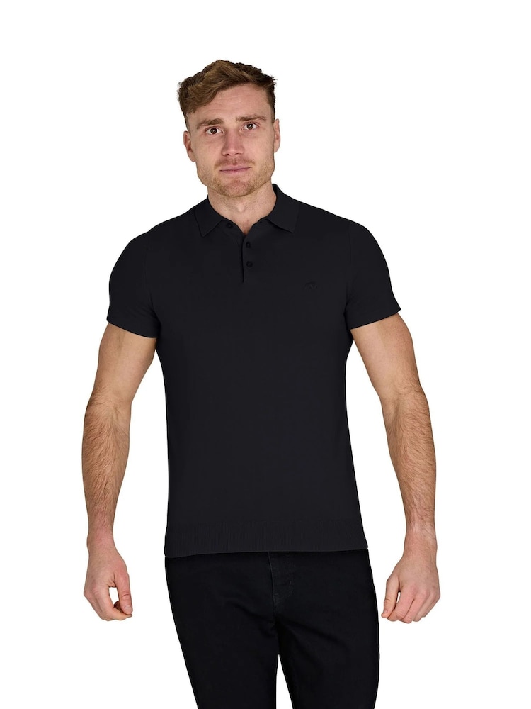 Raging Bull Short Sleeve Knitted Black Polo Shirt - Image 1 of 3 Raging Bull Short Sleeve Knitted Black Polo Shirt - Image 1 of 3