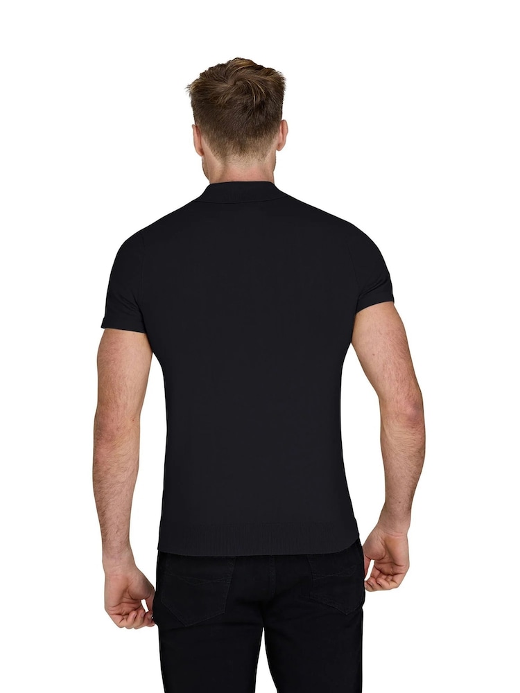 Raging Bull Short Sleeve Knitted Black Polo Shirt - Image 2 of 3 Raging Bull Short Sleeve Knitted Black Polo Shirt - Image 2 of 3
