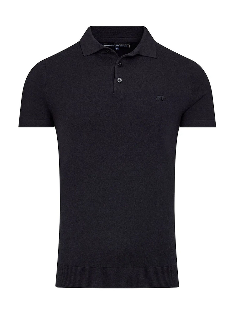 Raging Bull Short Sleeve Knitted Black Polo Shirt - Image 3 of 3 Raging Bull Short Sleeve Knitted Black Polo Shirt - Image 3 of 3