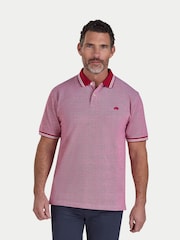 Raging Bull Tipped Collar Two Tone Pique Red Polo Shirt - Imaginea 1 din 4