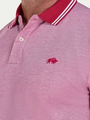 Raging Bull Tipped Collar Two Tone Pique Red Polo Shirt - Imaginea 4 din 4