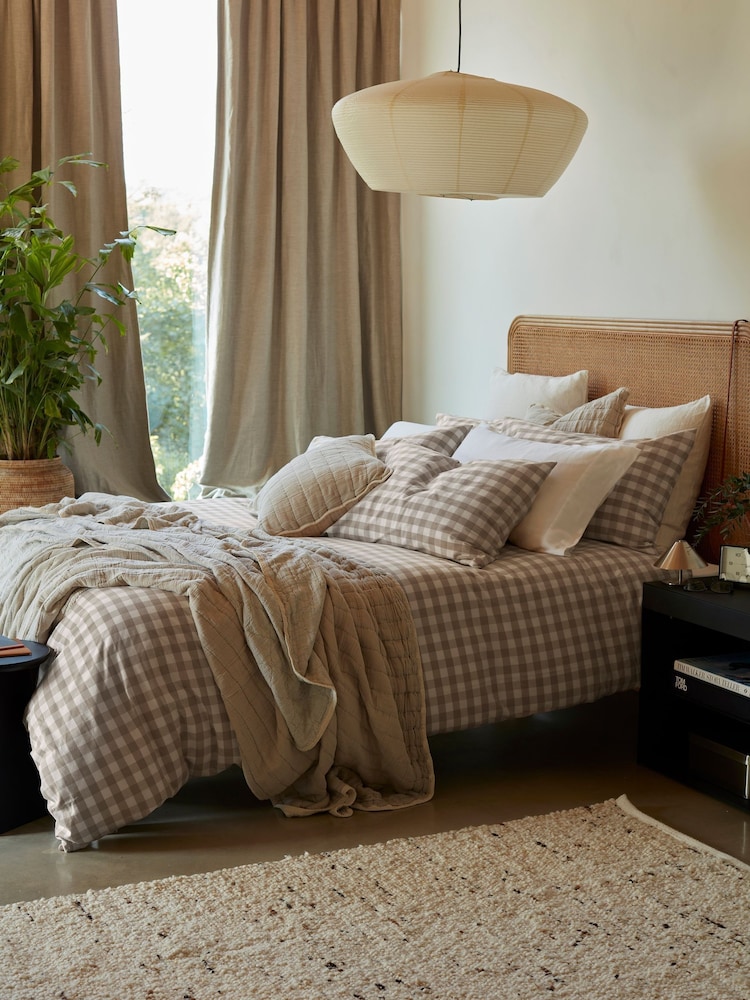 Secret Linen Store Natural Gilbert Gingham Brushed 100% Cotton Duvet Cover - Image 1 of 5