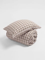 Secret Linen Store Natural Gilbert Gingham Brushed 100% Cotton Duvet Cover - Image 4 of 5