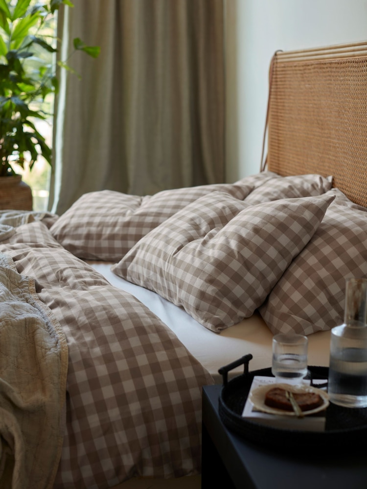 Secret Linen Store Natural Gilbert Gingham Brushed 100% Cotton Duvet Cover - Image 5 of 5