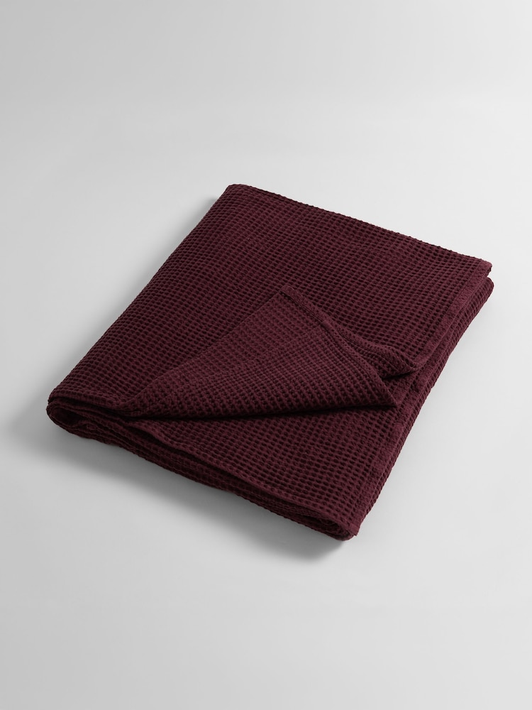 Secret Linen Store Beetroot Big Waffle 100% Cotton Throw - Image 3 of 3