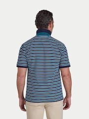 Raging Bull Triple Stripe Pique Blue Polo Shirt - Imaginea 2 din 5