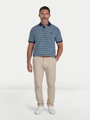 Raging Bull Triple Stripe Pique Blue Polo Shirt - Imaginea 3 din 5