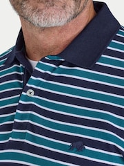 Raging Bull Triple Stripe Pique Blue Polo Shirt - Imaginea 4 din 5