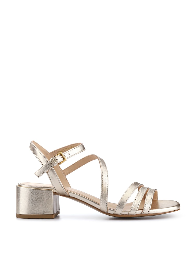 Jones Bootmaker Gold Wide Fit Ginette Leather Sandals - Image 1 of 6