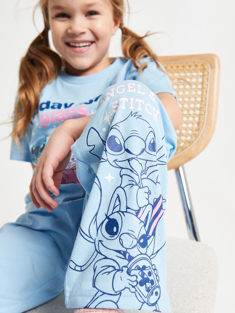 Brand Threads Blue Lilo & Stitch Long Leg Pyjamas Set - Image 6 of 6
