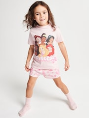 Brand Threads Pink Disney Princess Shorty Pyjamas Set - Image 1 of 6