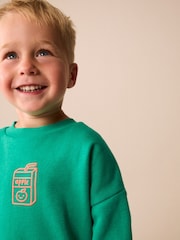 Green Juice Box Printed Crew Neck Sweat Top (3mths-7yrs) - Image 4 of 4