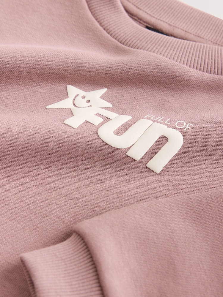 Mauve Purple Printed Crew Neck Sweat Top (3mths-7yrs) - Image 9 of 9 Mauve Purple Printed Crew Neck Sweat Top (3mths-7yrs) - Image 9 of 9