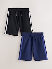 Black/Navy 2 Pack Side Stripe Shorts (3-16yrs) - Image 1 of 6