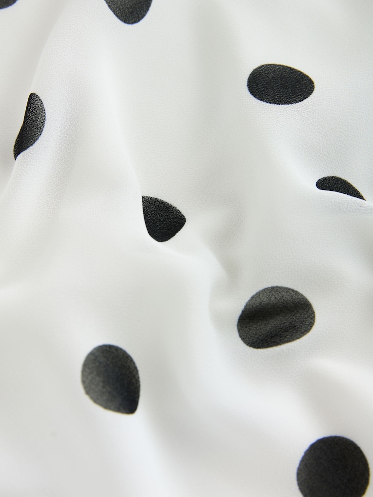 Ecru/Black Spot Sheer Layer Cape Sleeve Top with Cami - Image 2 of 3 Ecru/Black Spot Sheer Layer Cape Sleeve Top with Cami - Image 2 of 3