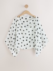 Ecru/Black Spot Sheer Layer Cape Sleeve Top with Cami - Image 5 of 7