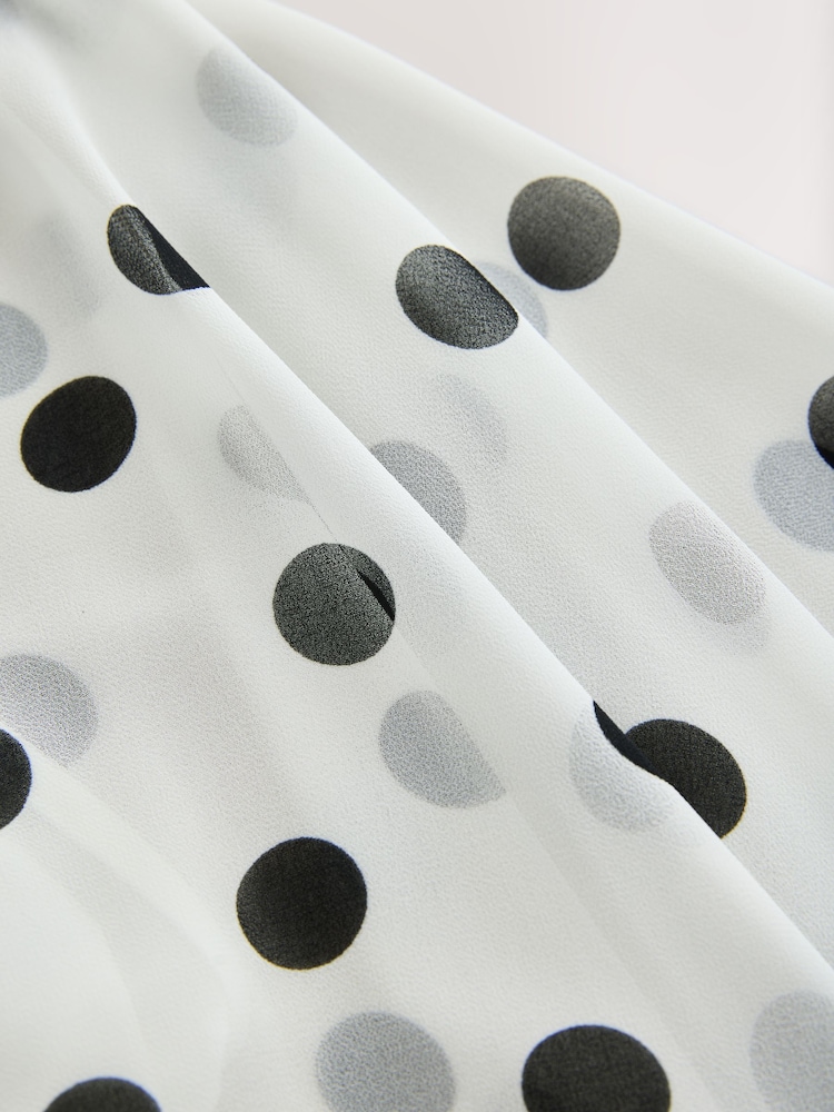 Ecru/Black Spot Sheer Layer Cape Sleeve Top with Cami - Image 7 of 7 Ecru/Black Spot Sheer Layer Cape Sleeve Top with Cami - Image 7 of 7